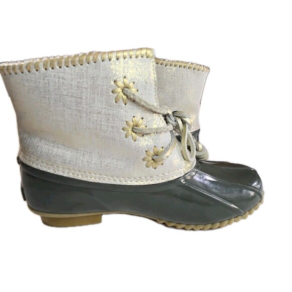 Jack Rogers Chloe Duck Rain Boots Olive Green Gold Sz 7 Shimmery Waterproof - Picture 8 of 15